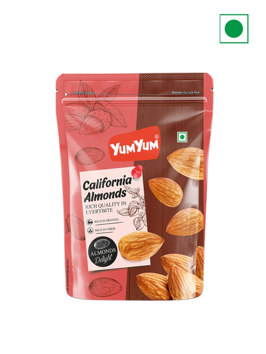 YUM YUM Protein Rich California Almonds - 250g