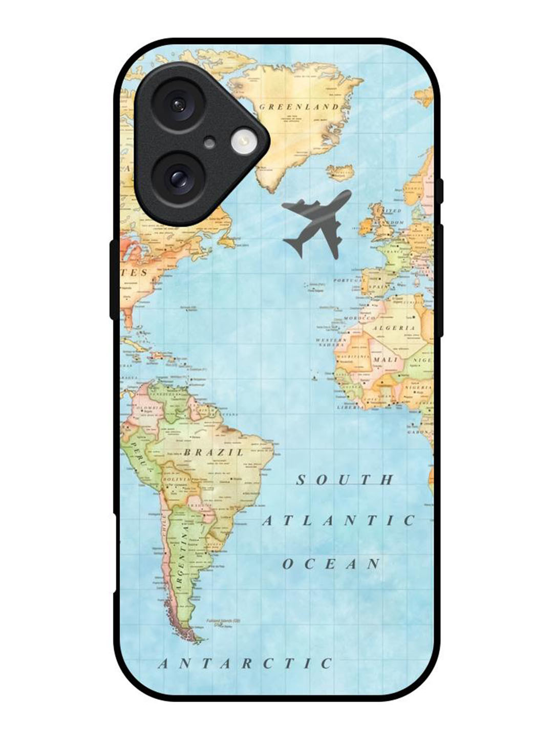 QRIOH Travel Map Printed iPhone 16 Back Case