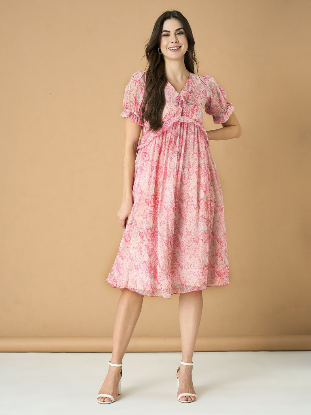 YANAMORA Women Floral Printed Empire Dress