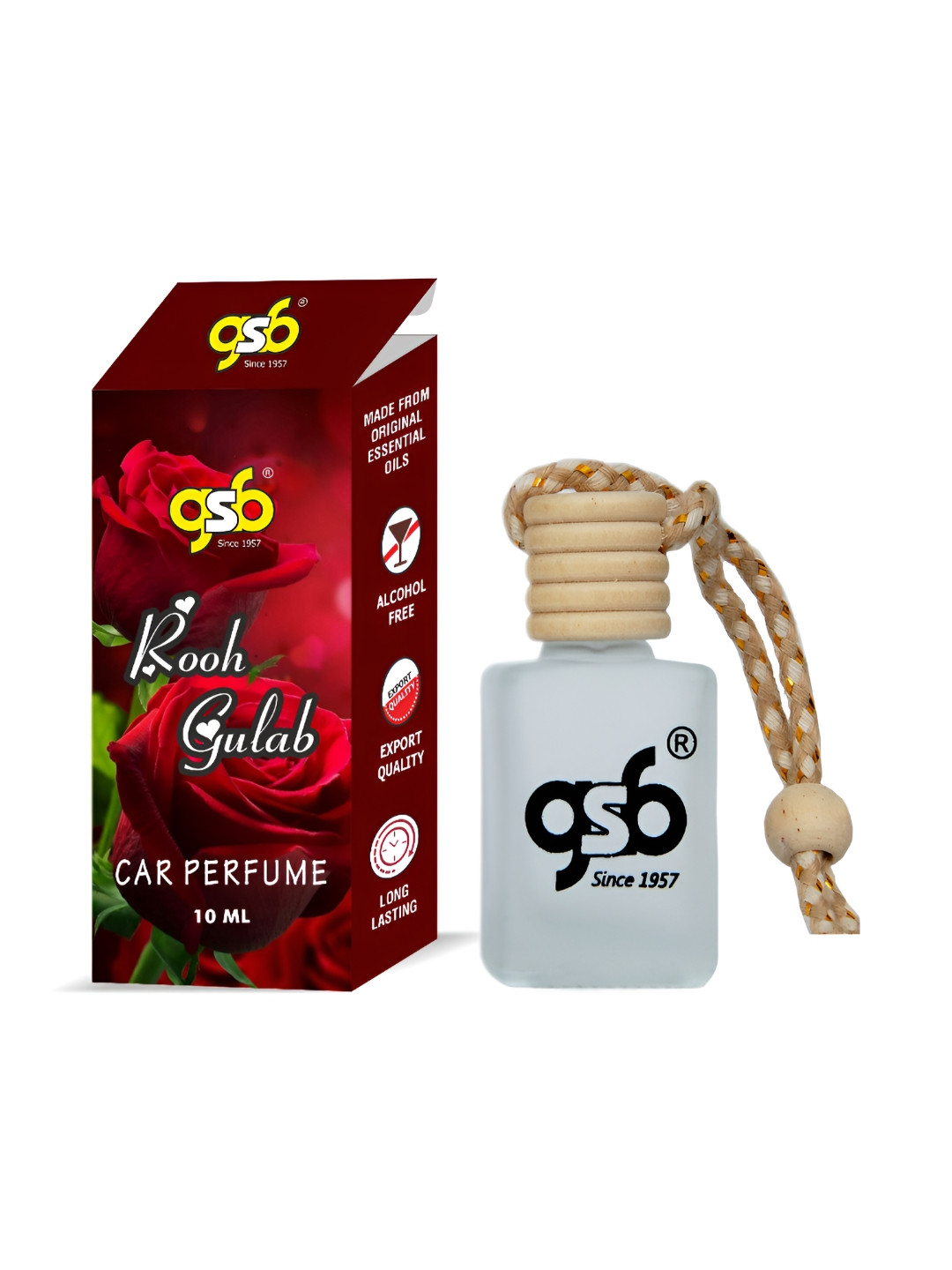 GSB Transparent Rooh Gulab Hanging Car Air Freshener - 10 ml