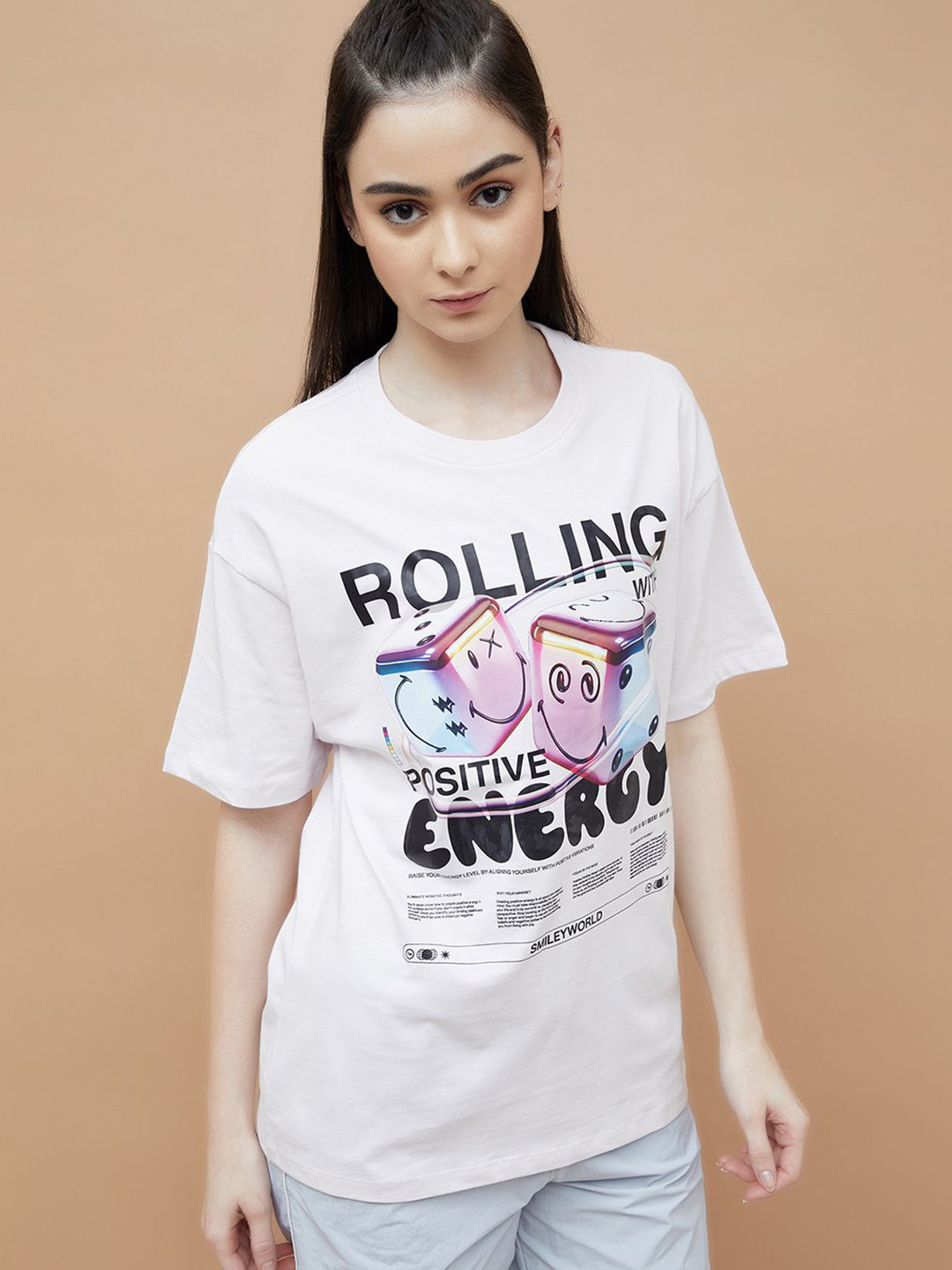 Ginger by Lifestyle Women Smiley Printed T Shirt