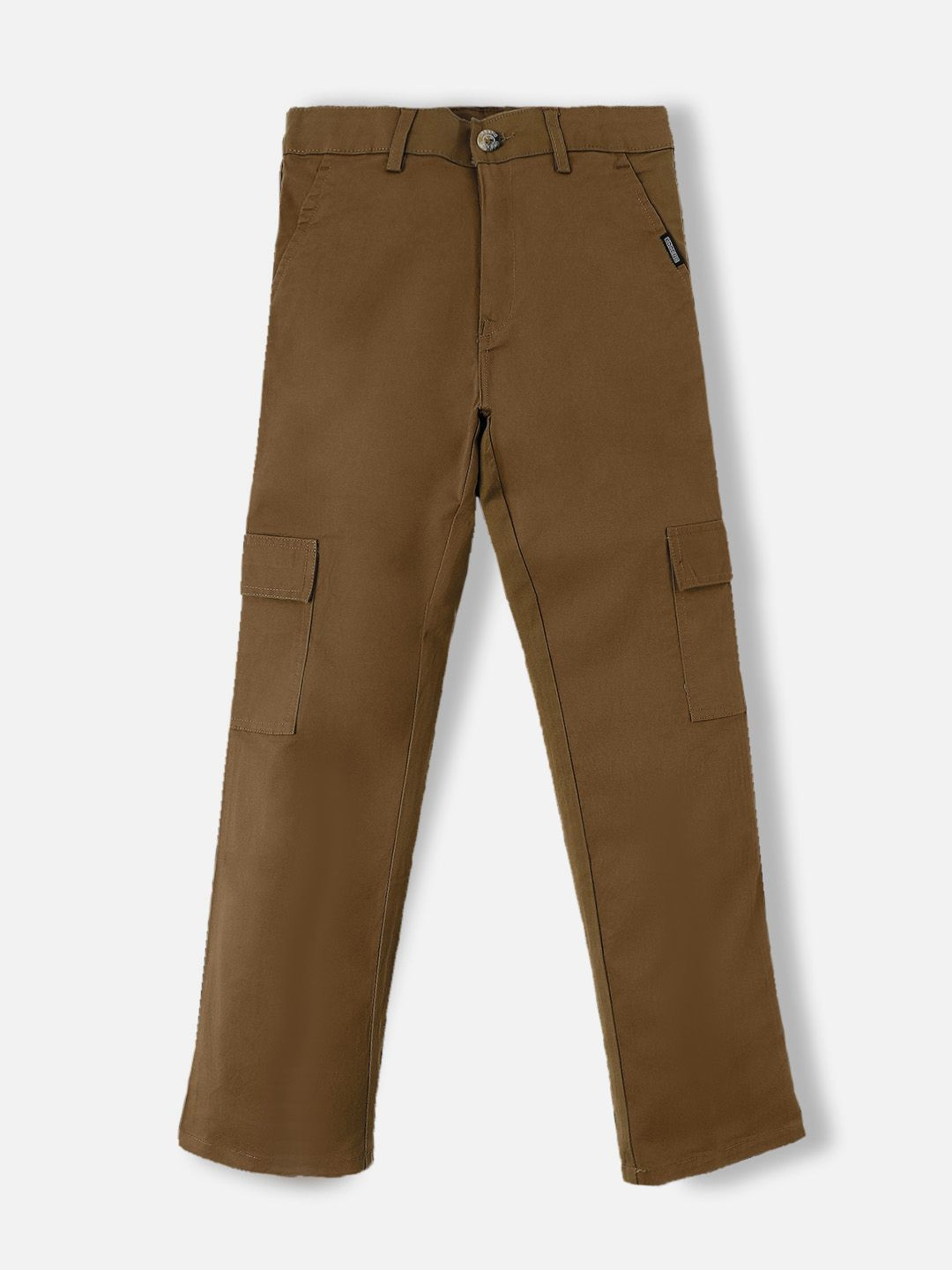 Urbano Juniors Boy khaki Regular Fit Solid Cargo Chino Pant with 6 Pockets Stretchable