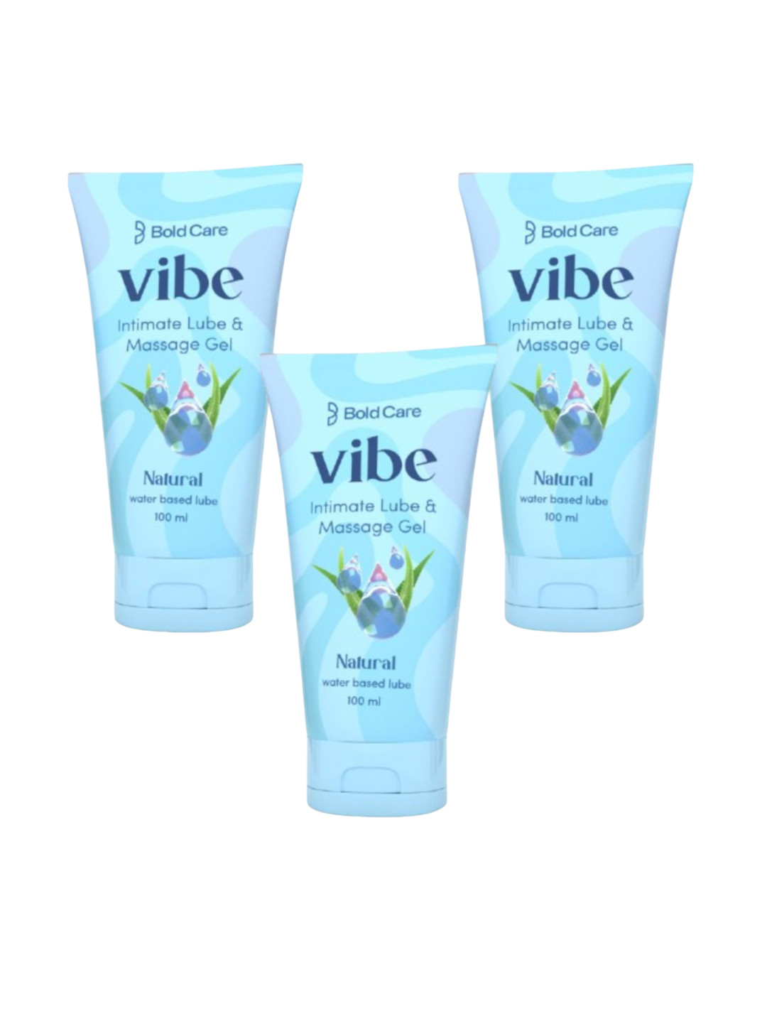 Bold Care Set Of 3 Vibe Natural Lubricants- 100 ml Each