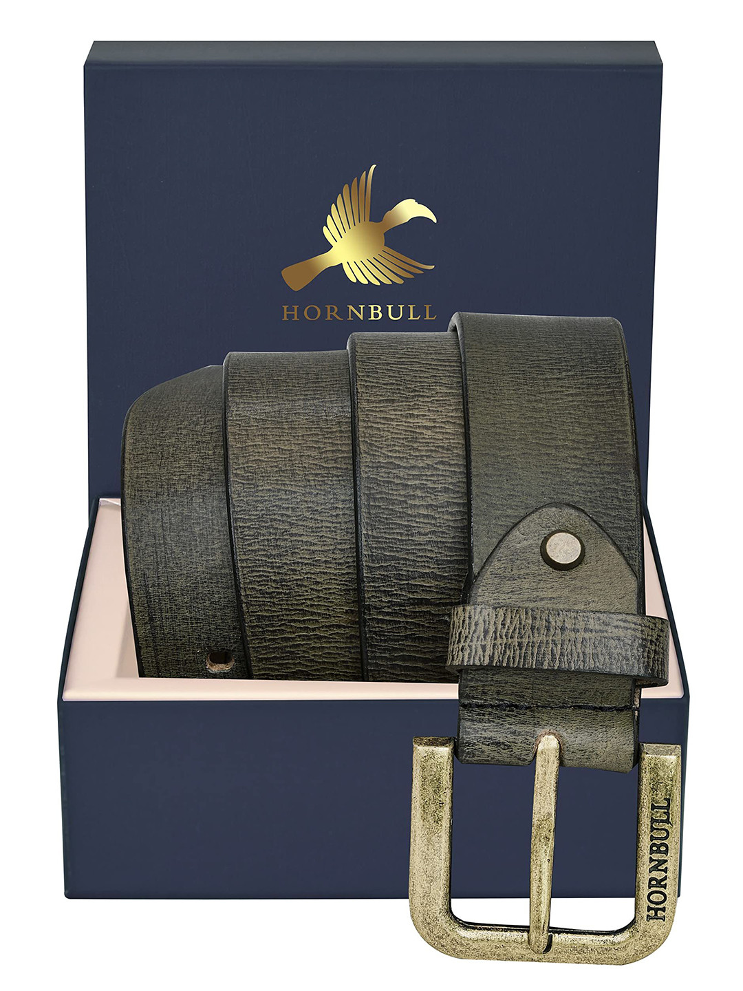 Hornbull Men Tosca Green Top Grain Leather Casual And Formal Belt