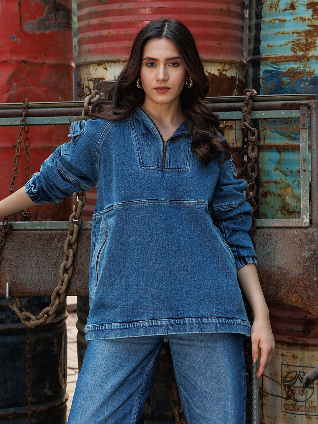 FIBONACCI Women Thunder Blaze Hooded Oversized Sweatshirt