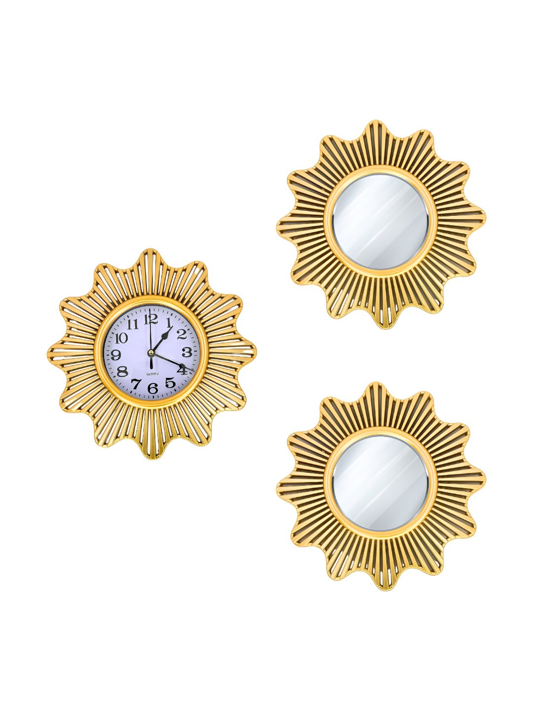 Myntra Elegant Homes Decorative Wall Mirrors with Clock Plastic Large Display Floral Battery Analogue Wall Clock