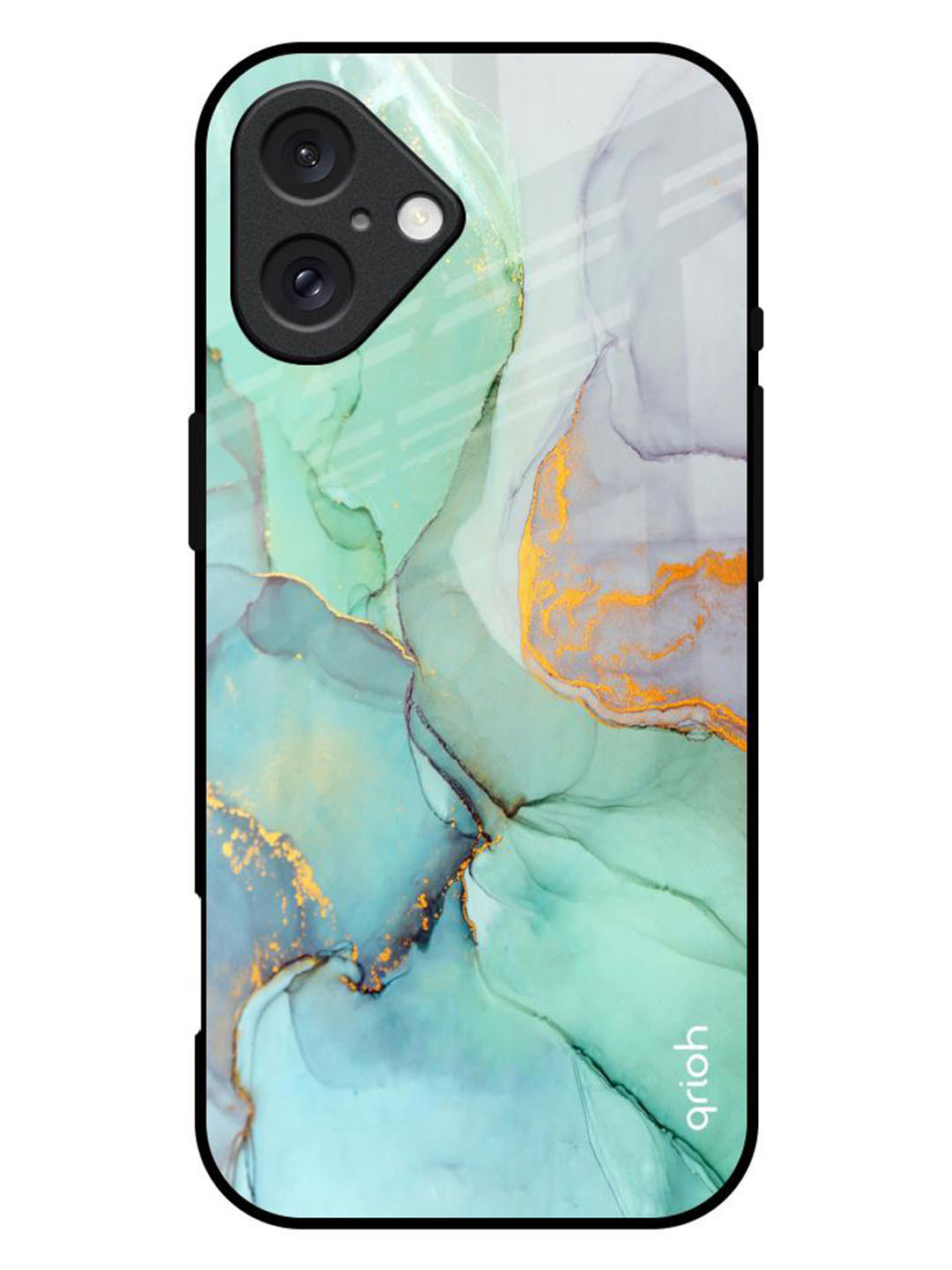 QRIOH Green Marble Printed iPhone 16 Plus Back Case
