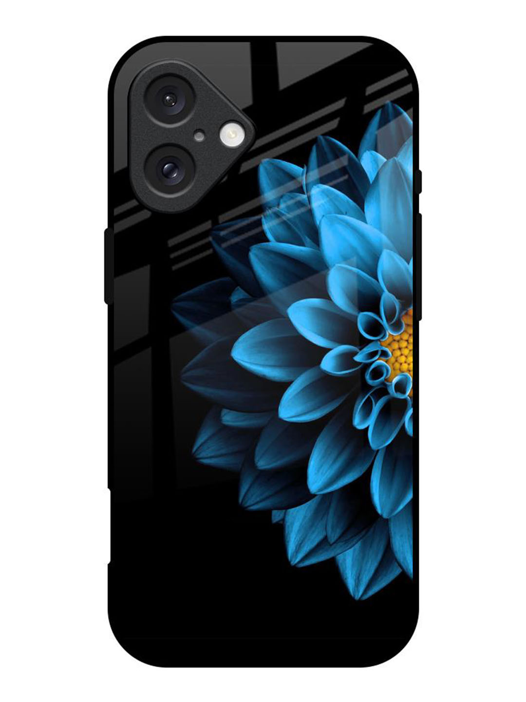 QRIOH Half Blue Flower Real Printed iPhone 16 Back Case