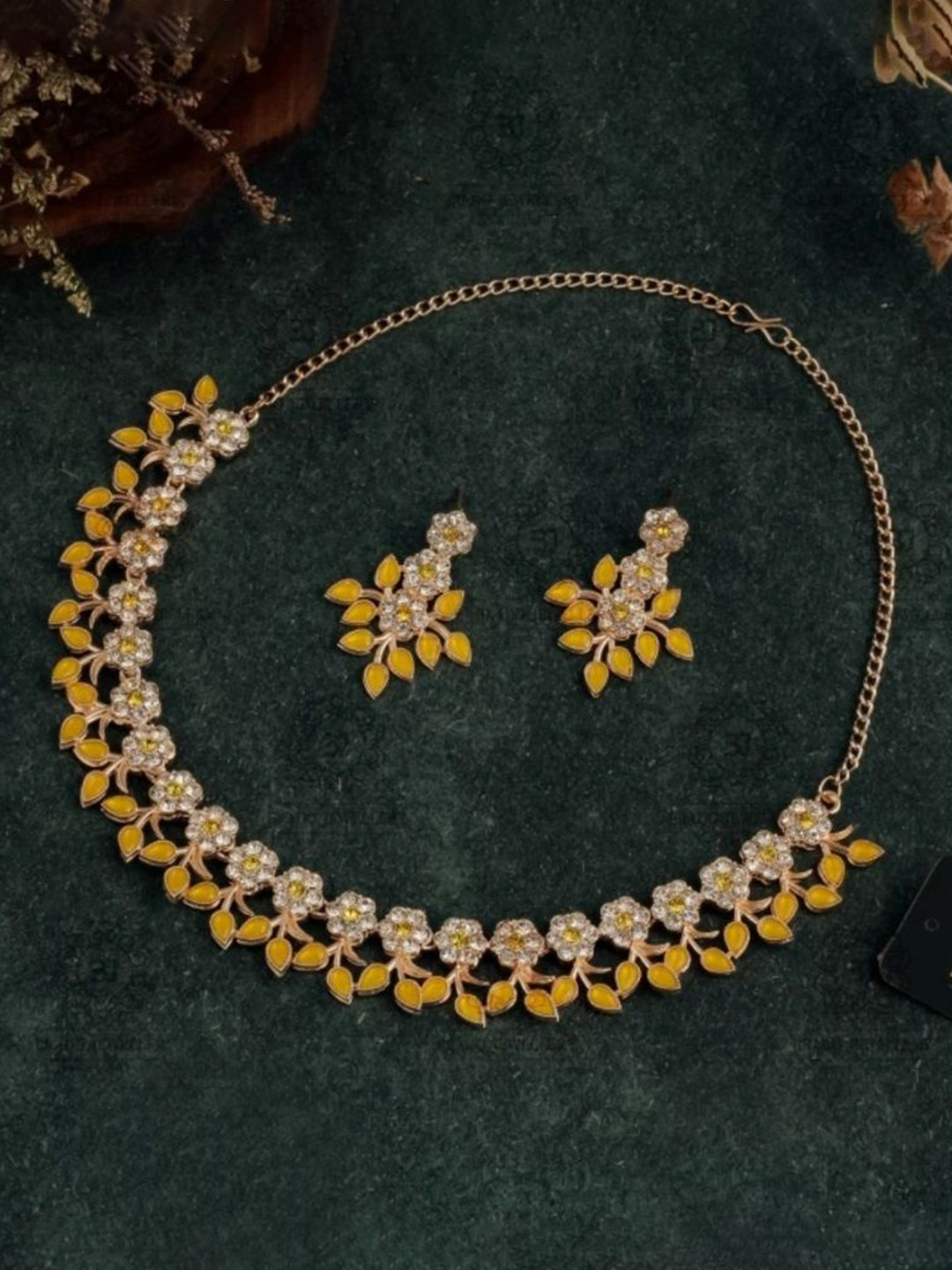 MADDY SPACE Rose Gold-Plated Artificial  Stones Studded Jewellery Set