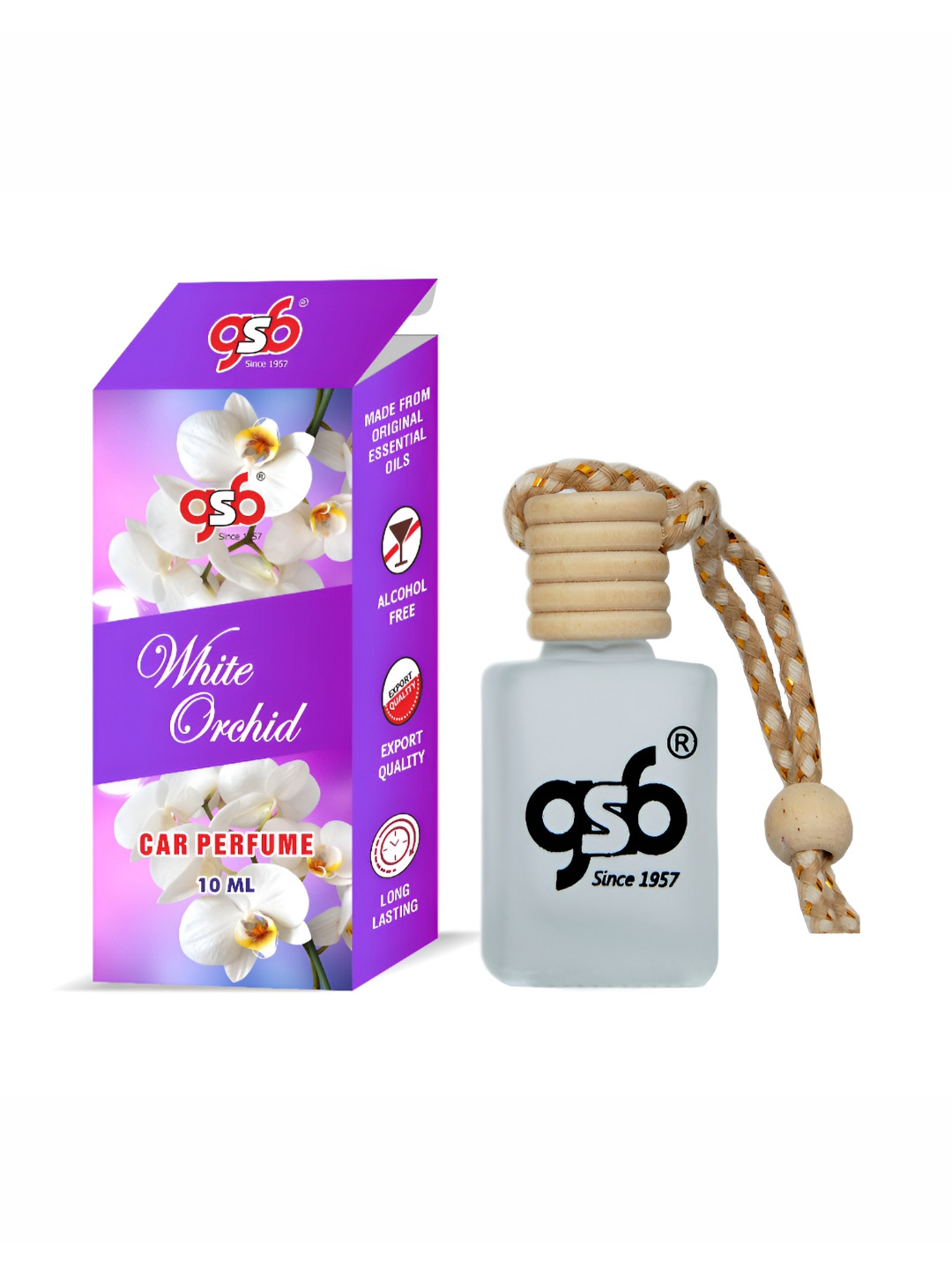 GSB White Orchid Hanging Car Air Freshener - 10 ml