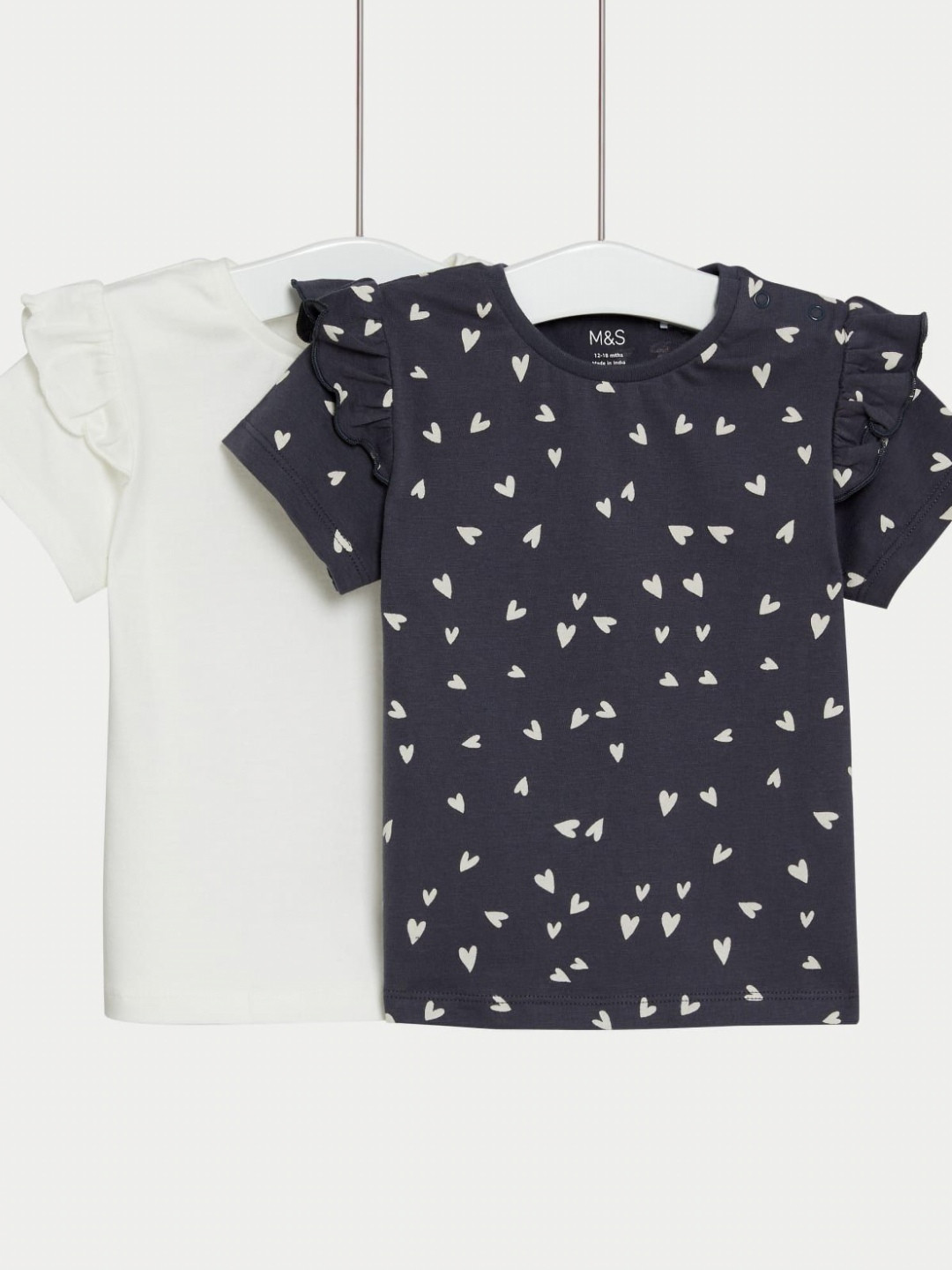 Marks & Spencer Girls Pack Of 2 Heart Graphic Printed Pure Cotton Casual T-shirts