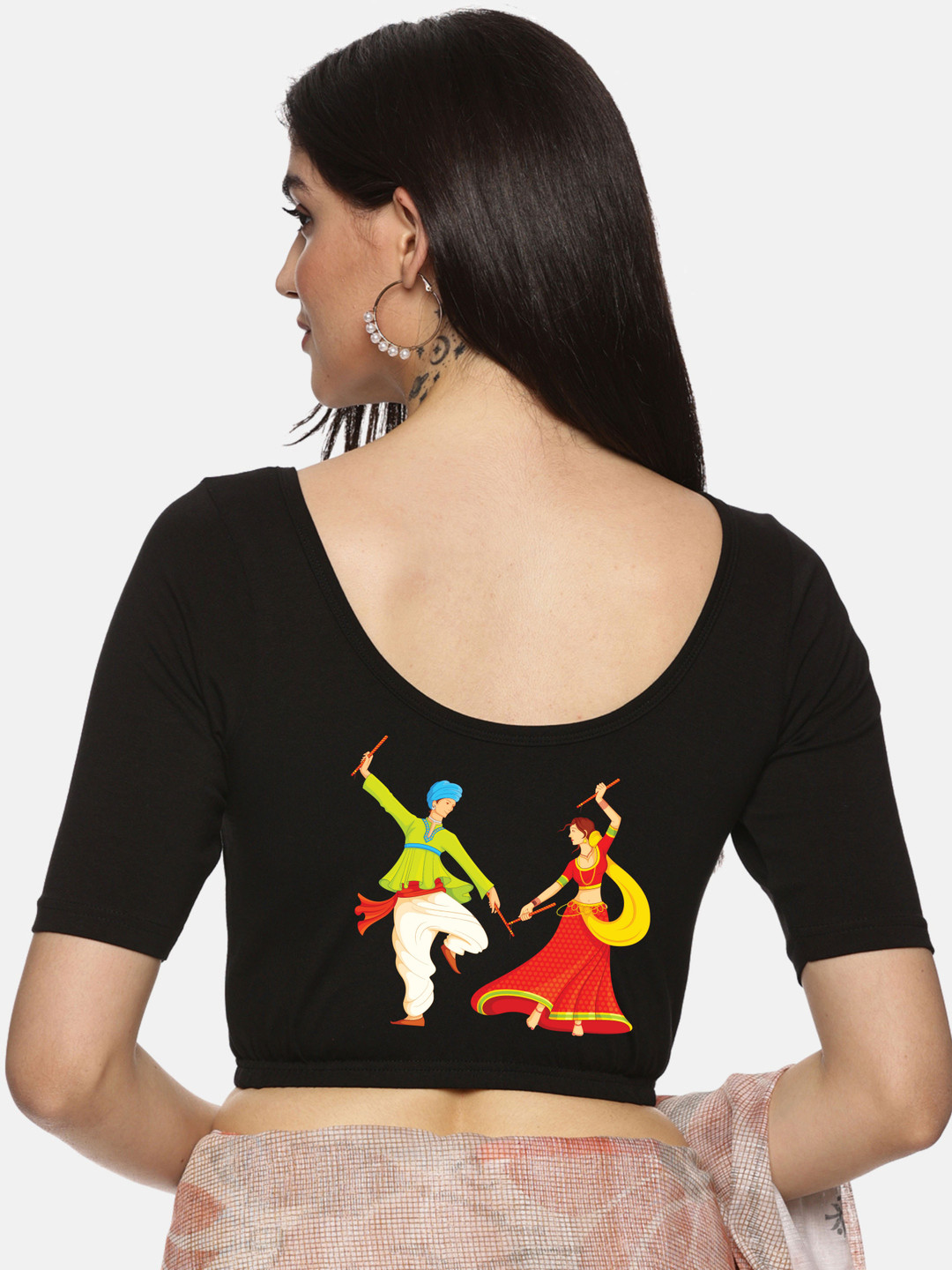 NOT YET by us Back Printed Stretchable Blouse