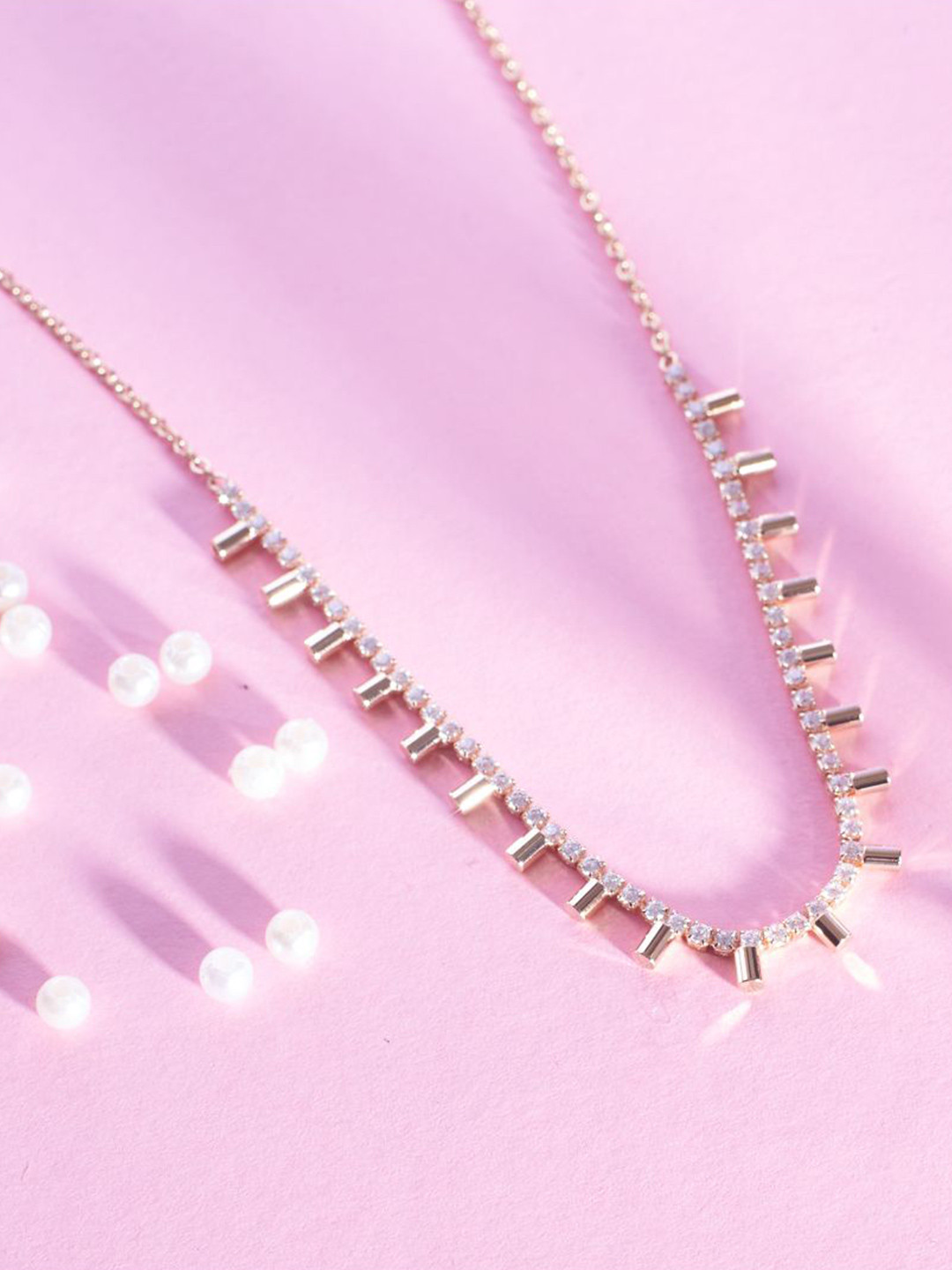 SALTY Copper Stone Studded Sovereign Charm Necklace