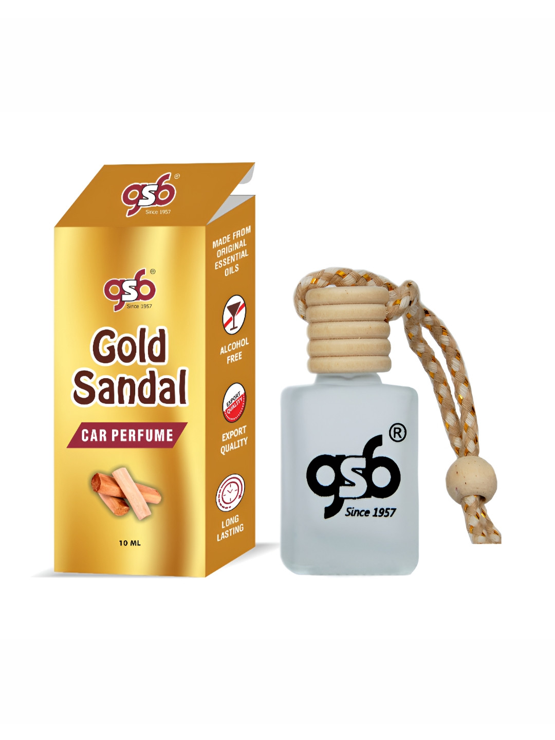 GSB Transparent Gold Sandal Hanging Car Air Freshener-10ml