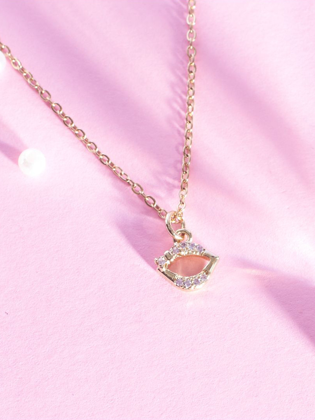 SALTY Stainless Steel Lover's Kiss Charm Pendant & Chain Jewellery Accessories