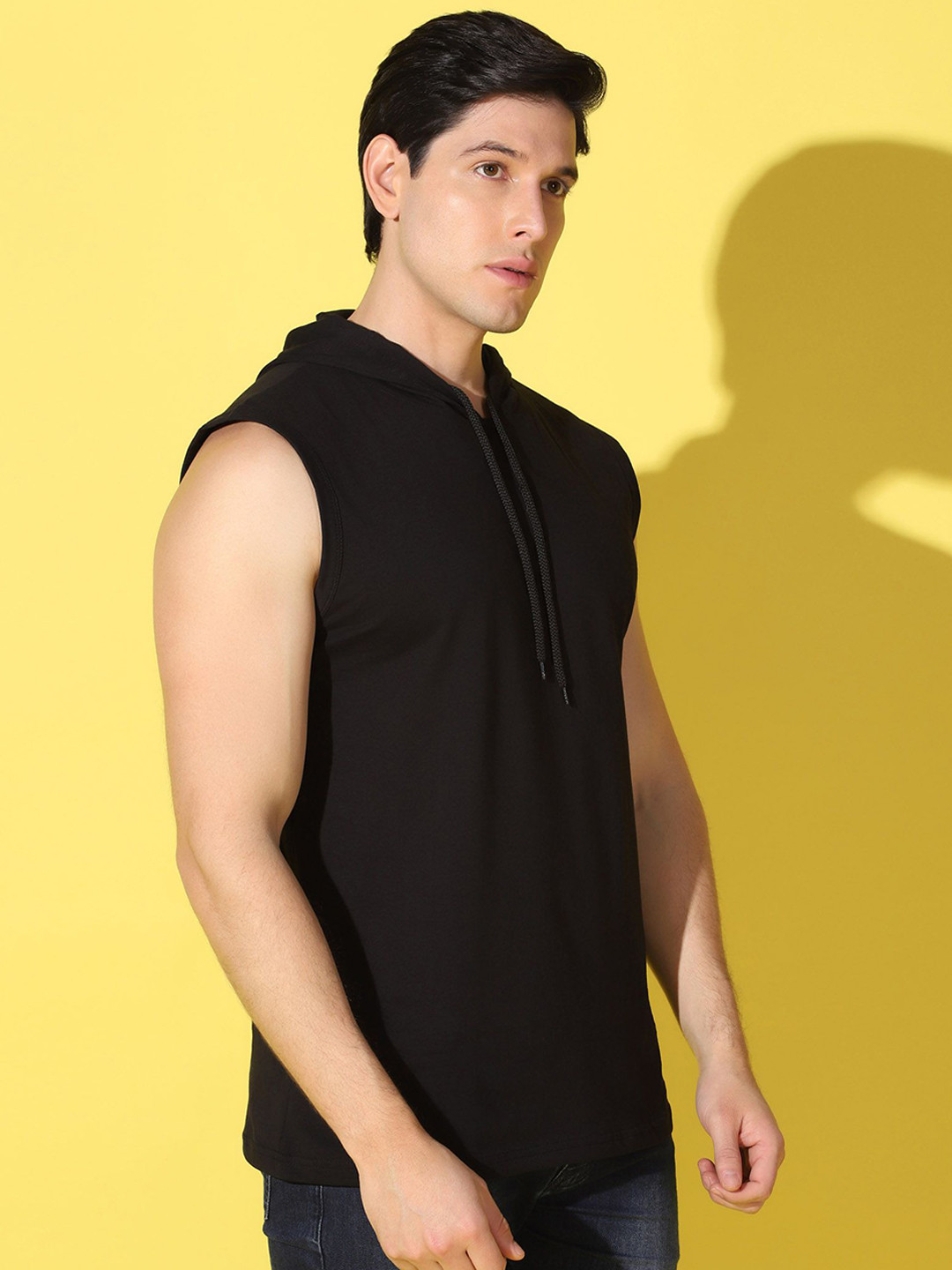 WOOSTRO Men Cotton Hooded Sleeveless Vest