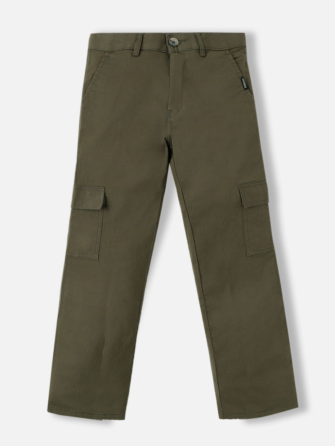 Urbano Juniors Boy's Olive Regular Fit Solid Cargo Chino Pant with 6 Pockets Stretchable