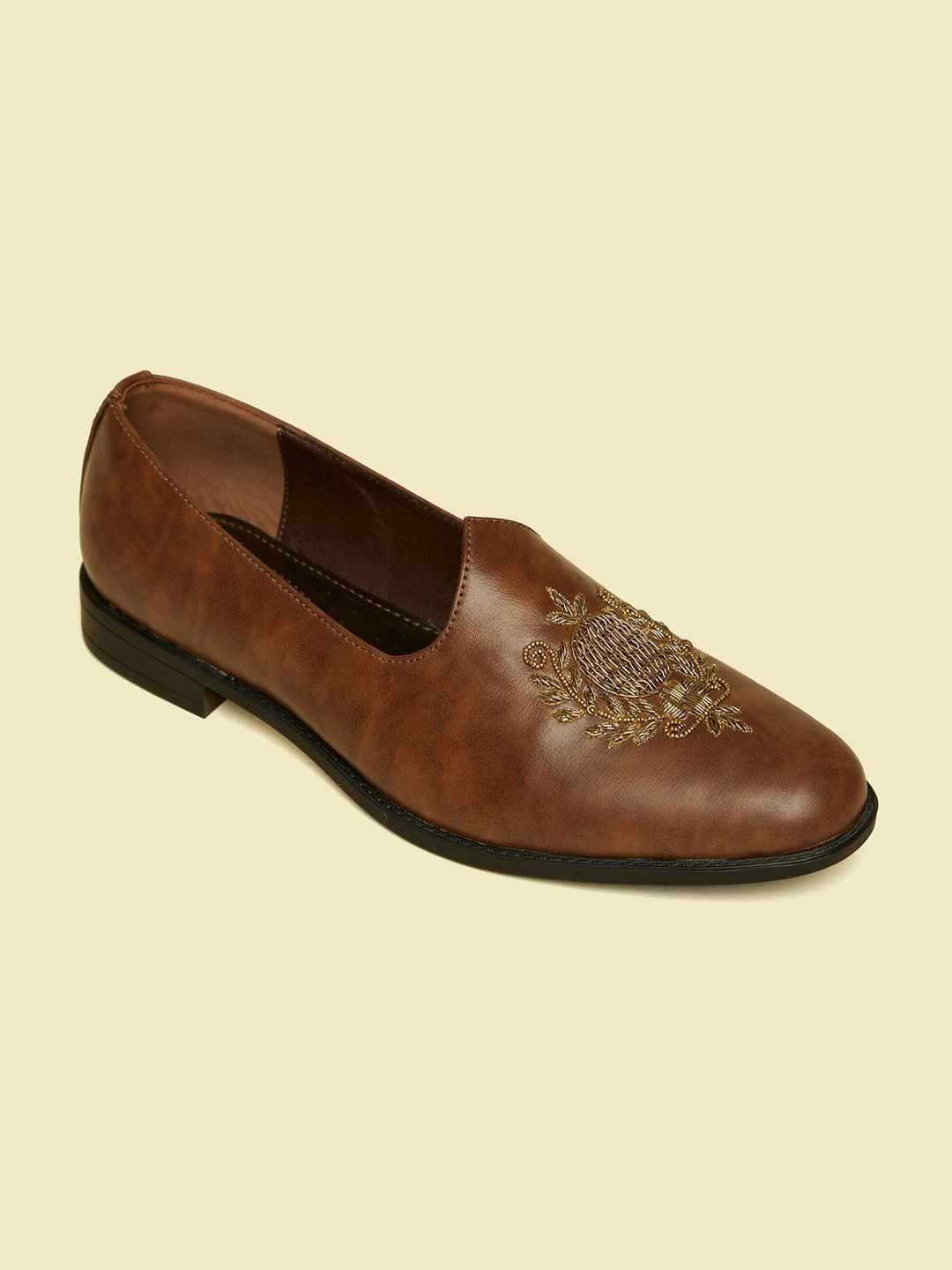 Manyavar Men Self Embroidered Loafers Style Shoes Mojaris