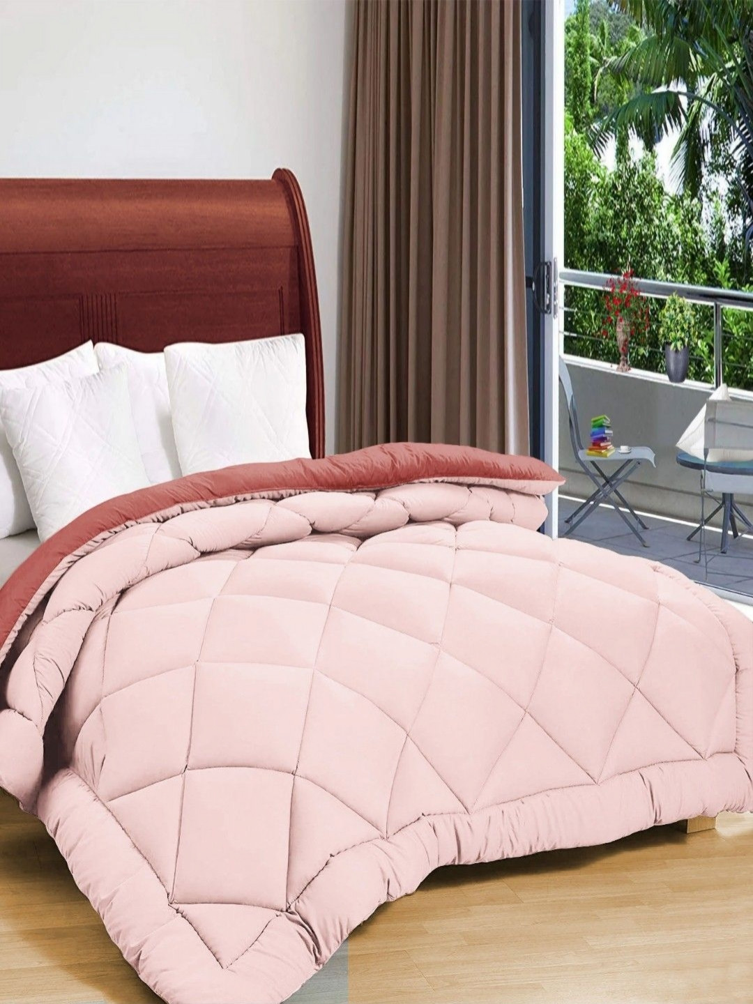 VAS COLLECTIONS Premium Orange Microfiber 210 GSM Mild Winter Double Bed Comforter