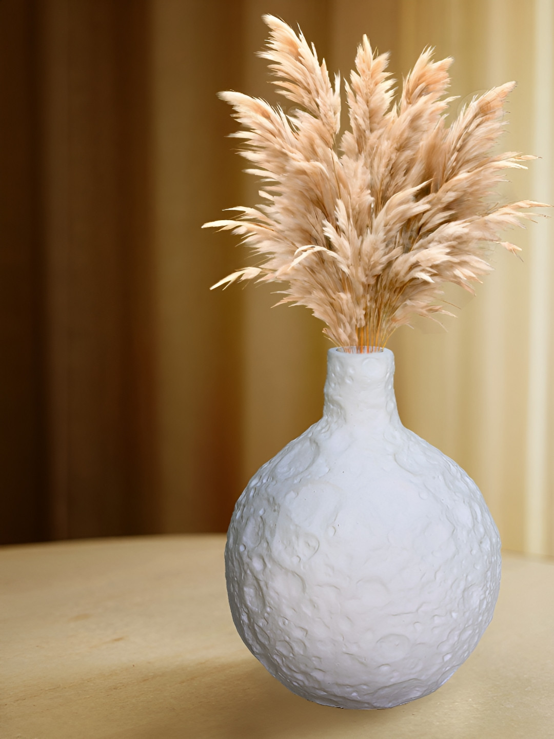 Cortina White Textured Ball Shaped Terracotta Flower Vase