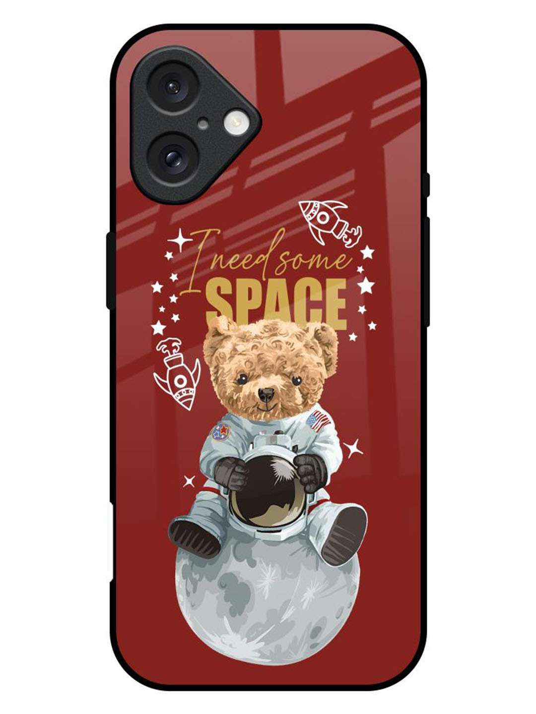 QRIOH Astronaut Bear Printed iPhone 16 Plus Back Case