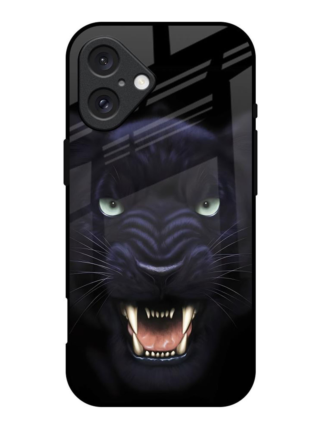QRIOH Angry Black Leopard Printed iPhone 16 Back Case