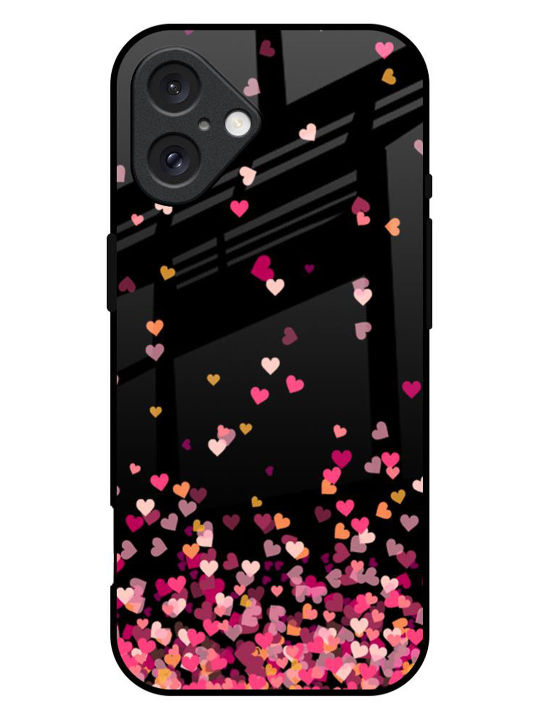 QRIOH Heart Rain Fall Printed iPhone 16 Plus Back Case