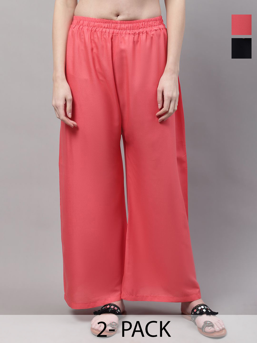 Valles365 by S.C. Women Pack Of 2 Flared Palazzos