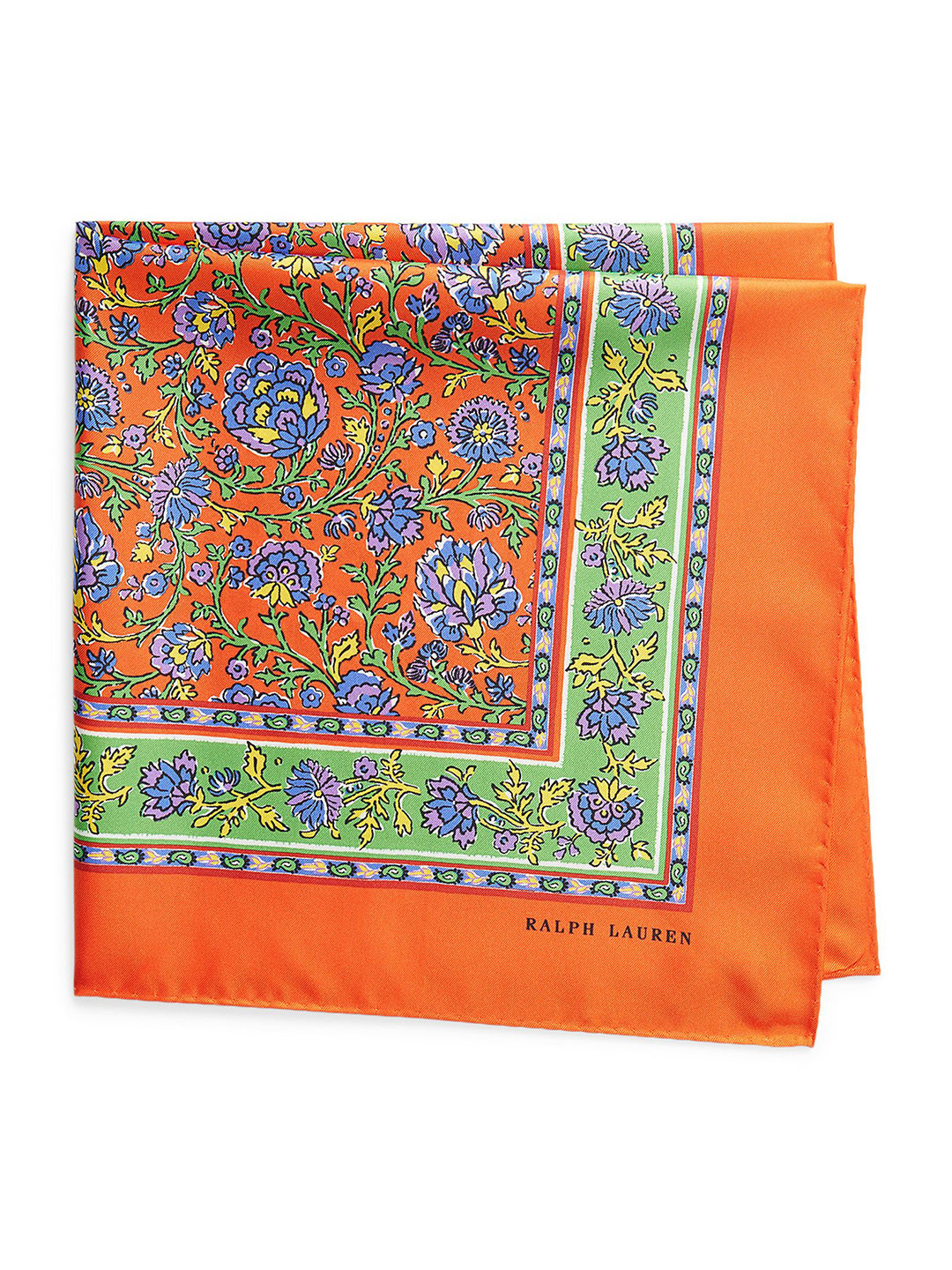 Polo Ralph Lauren Men Orange Floral Silk Twill Bandanna
