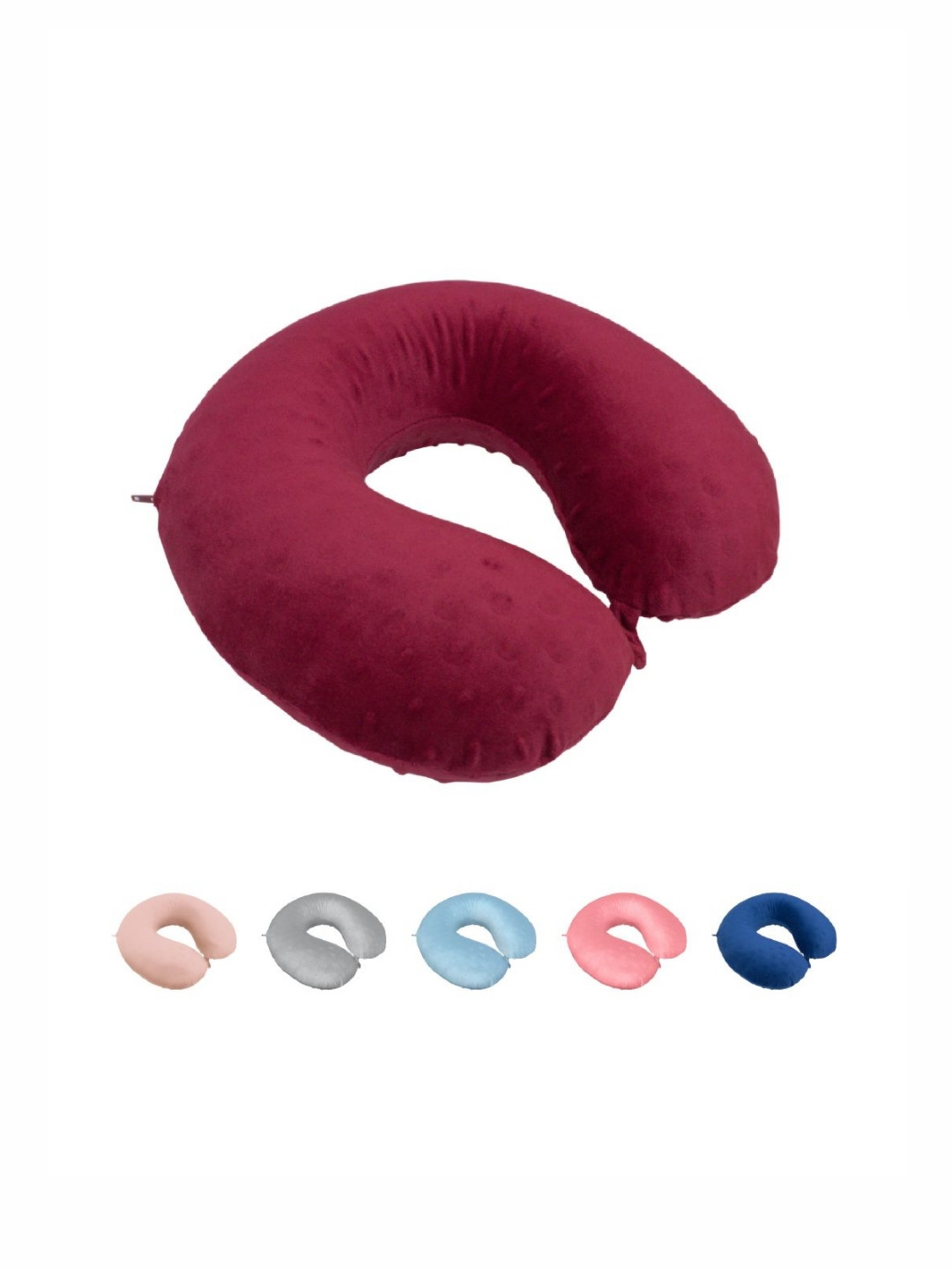 MA xNAP Sleep Support Red Solid Faux Velvet Firm Memory Foam Travel Pillow-10 x 32 x 32 cm