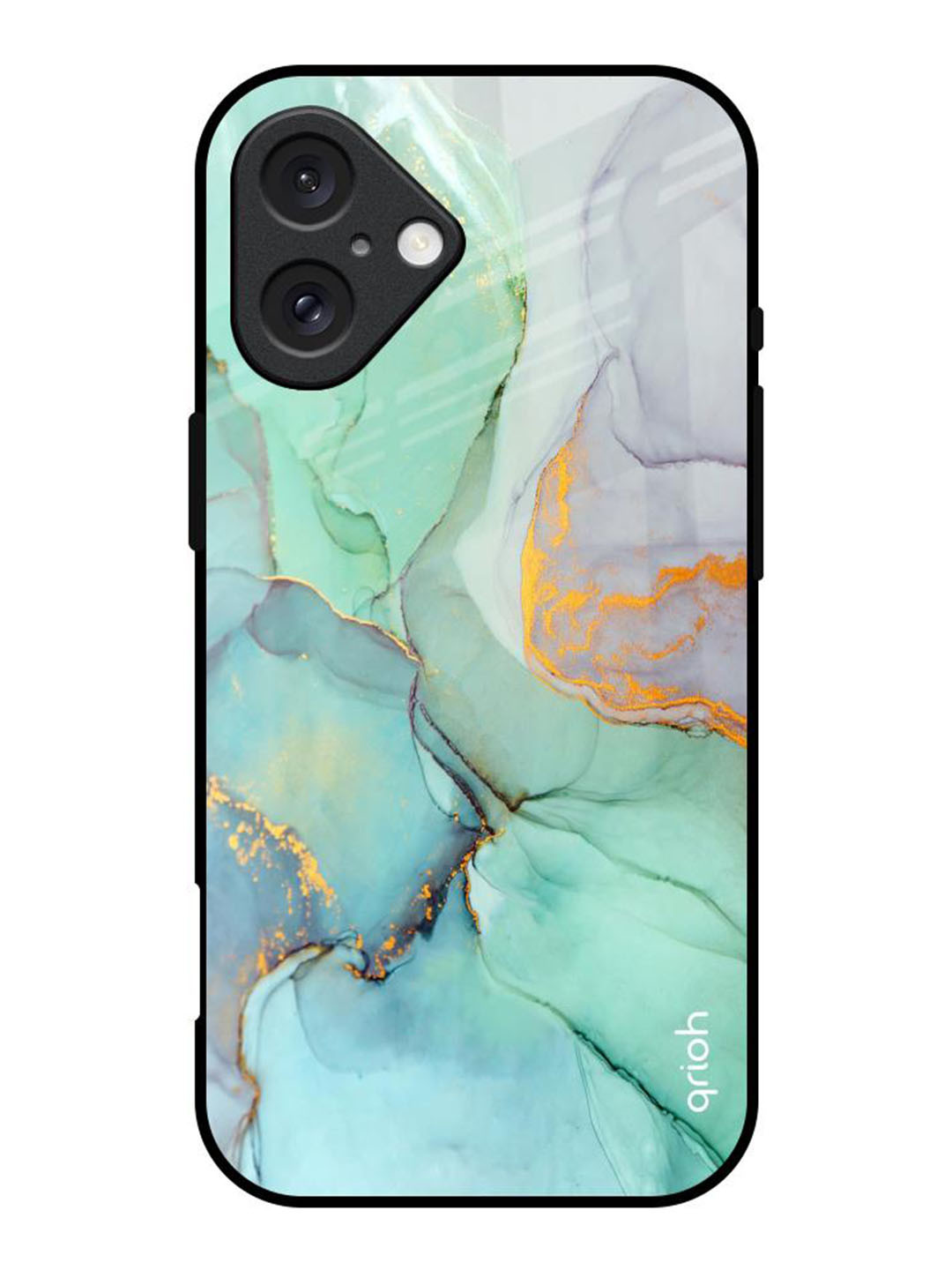 QRIOH Green Marble Printed iPhone 16 Back Case