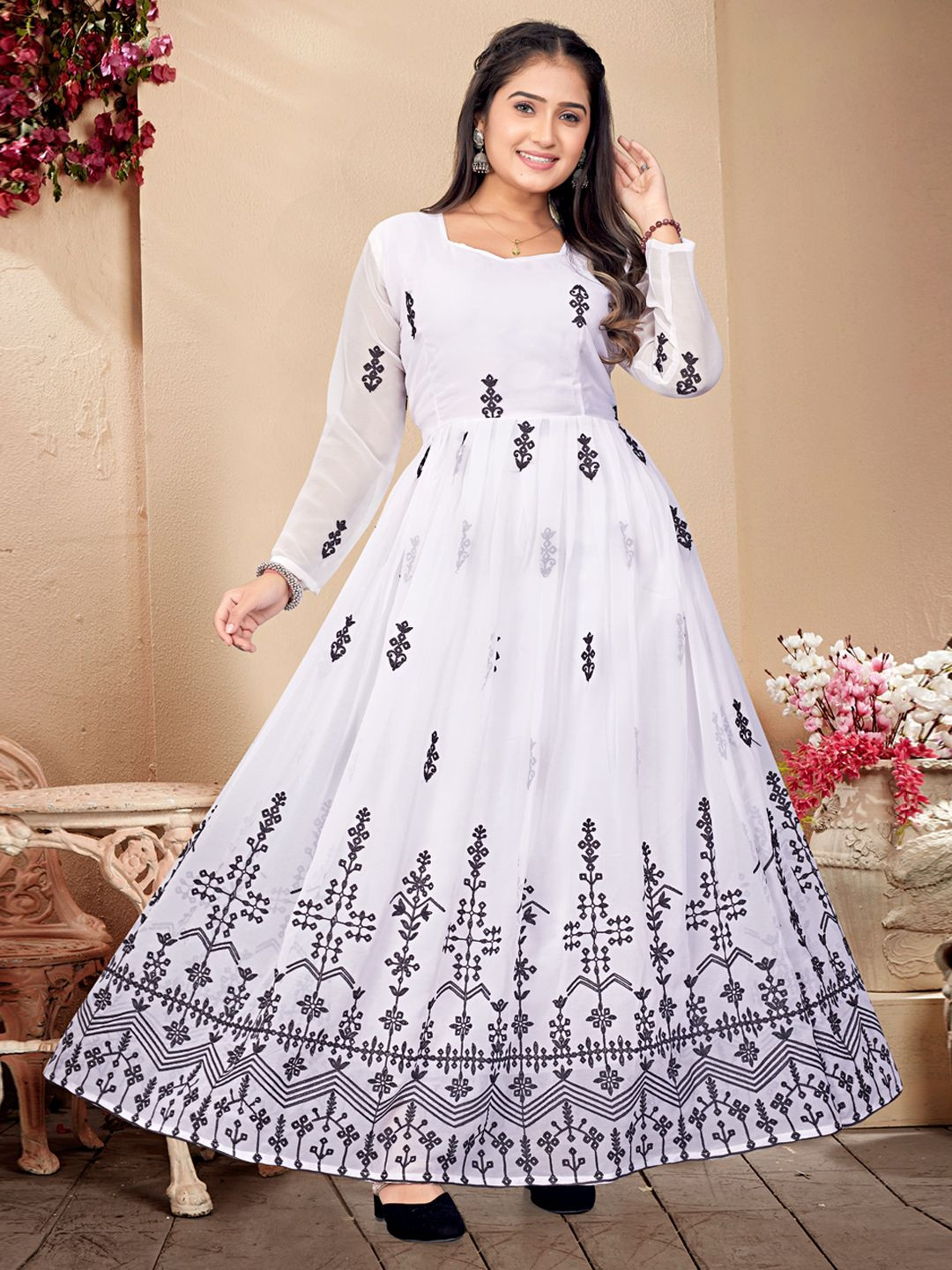 KAYRAAH Women Embroidered Maxi Ethnic Gown Dress