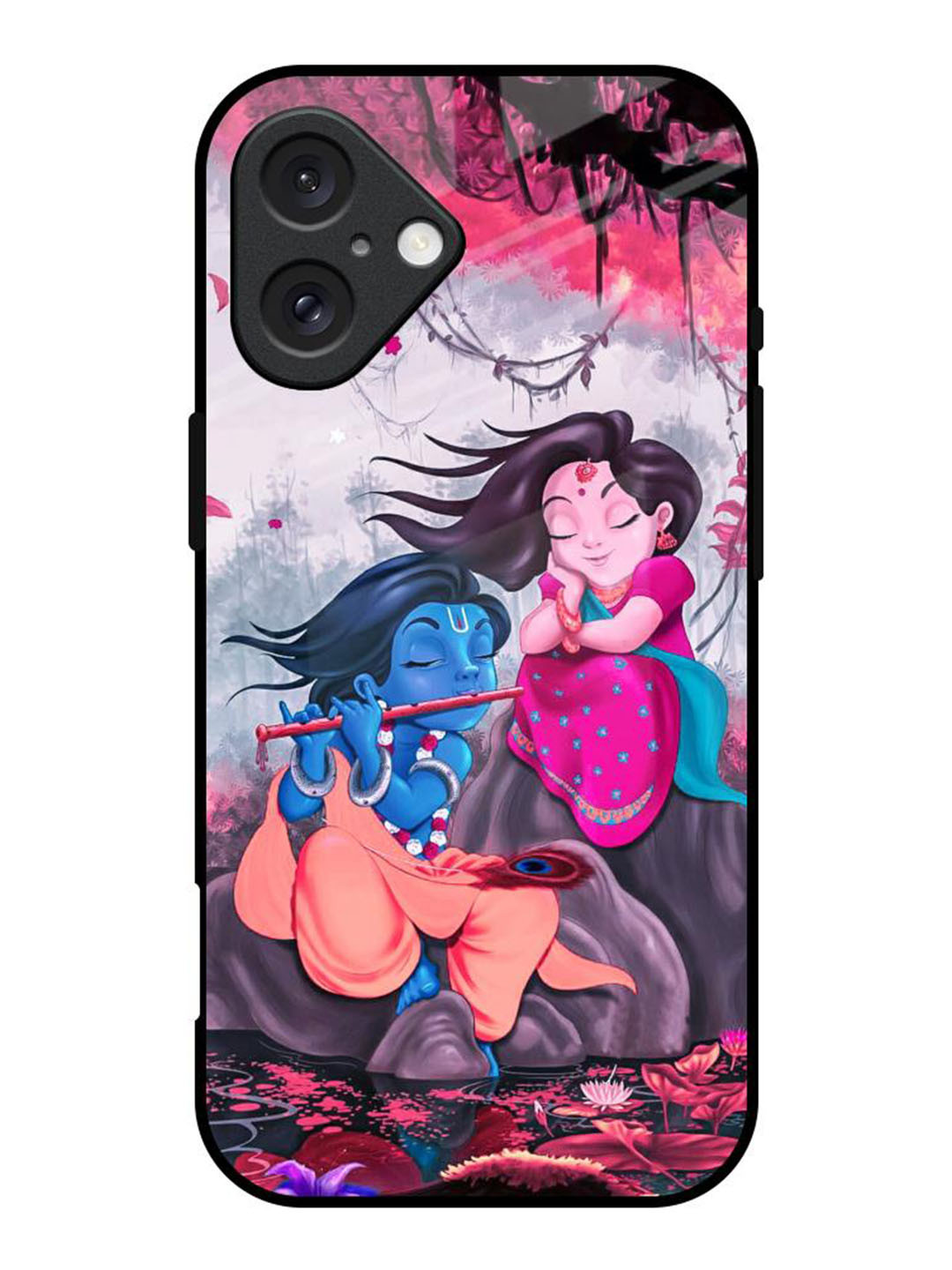 QRIOH Radha Krishna Art Real Printed iPhone 16 Back Case