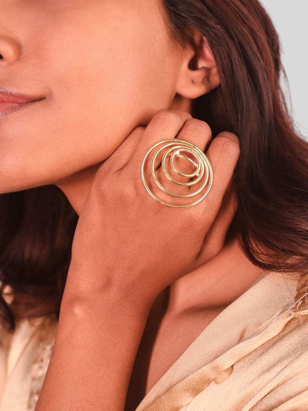 House of Pehr Gold Plated Spiral Design Fashionable Finger Ring