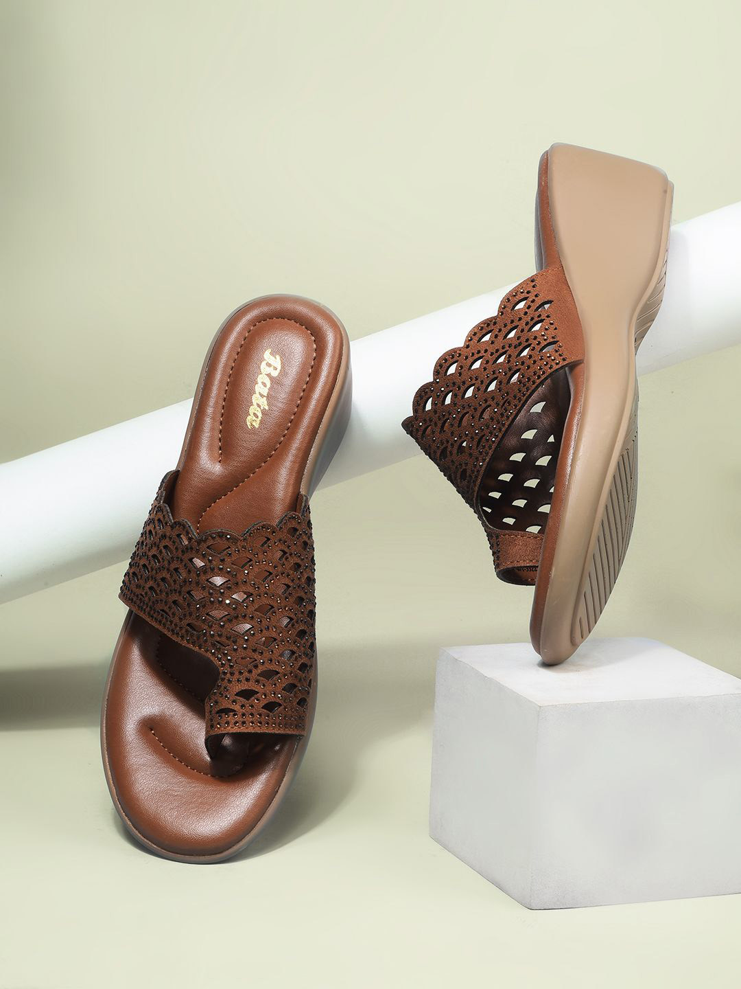 Bata Women Embellished Wedge Heels Sandals