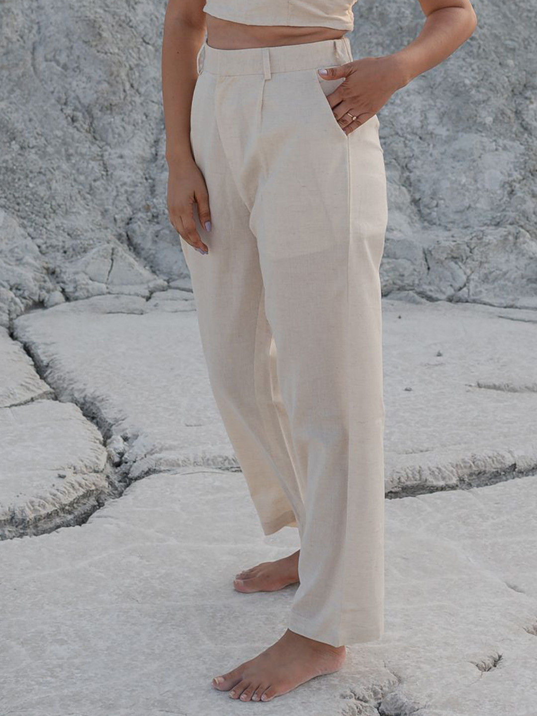 Babli Women Khadi Cream Trouser