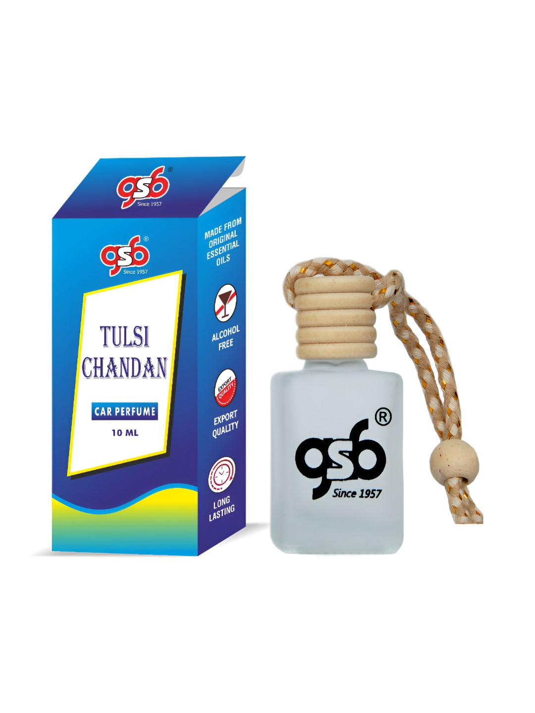 GSB Transparent Tulsi Chandan Hanging Car Air Freshener - 10 ml