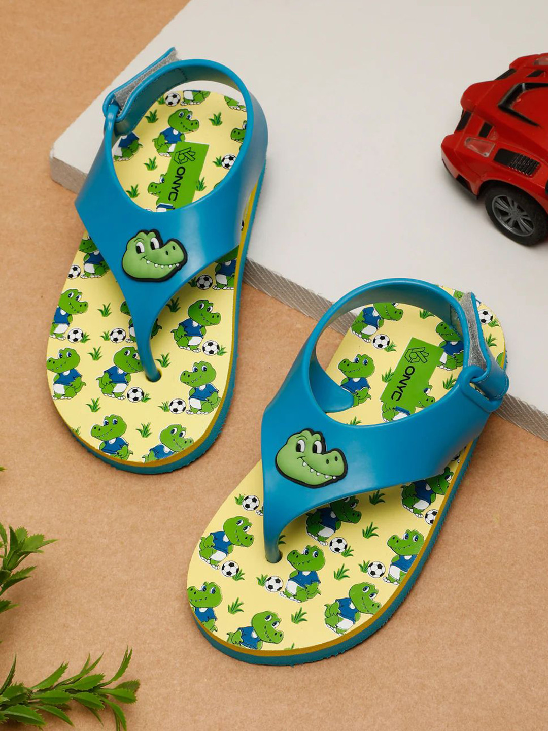ONYC Kids Blue Crocodile Jellies Flipflops Slip-On Printed Flip Flops