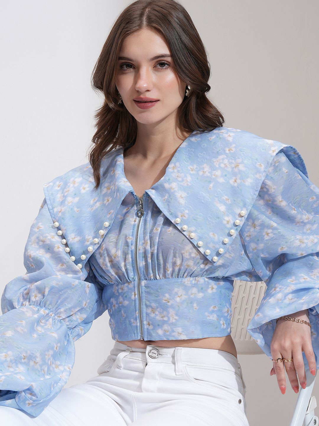ESPYR By Tokyo Talkies Women Printed Extended Collar Top