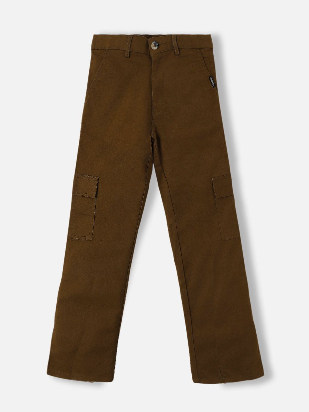 Urbano Juniors Boy's Brown Regular Fit Solid Cargo Chino Pant with 6 Pockets Stretchable