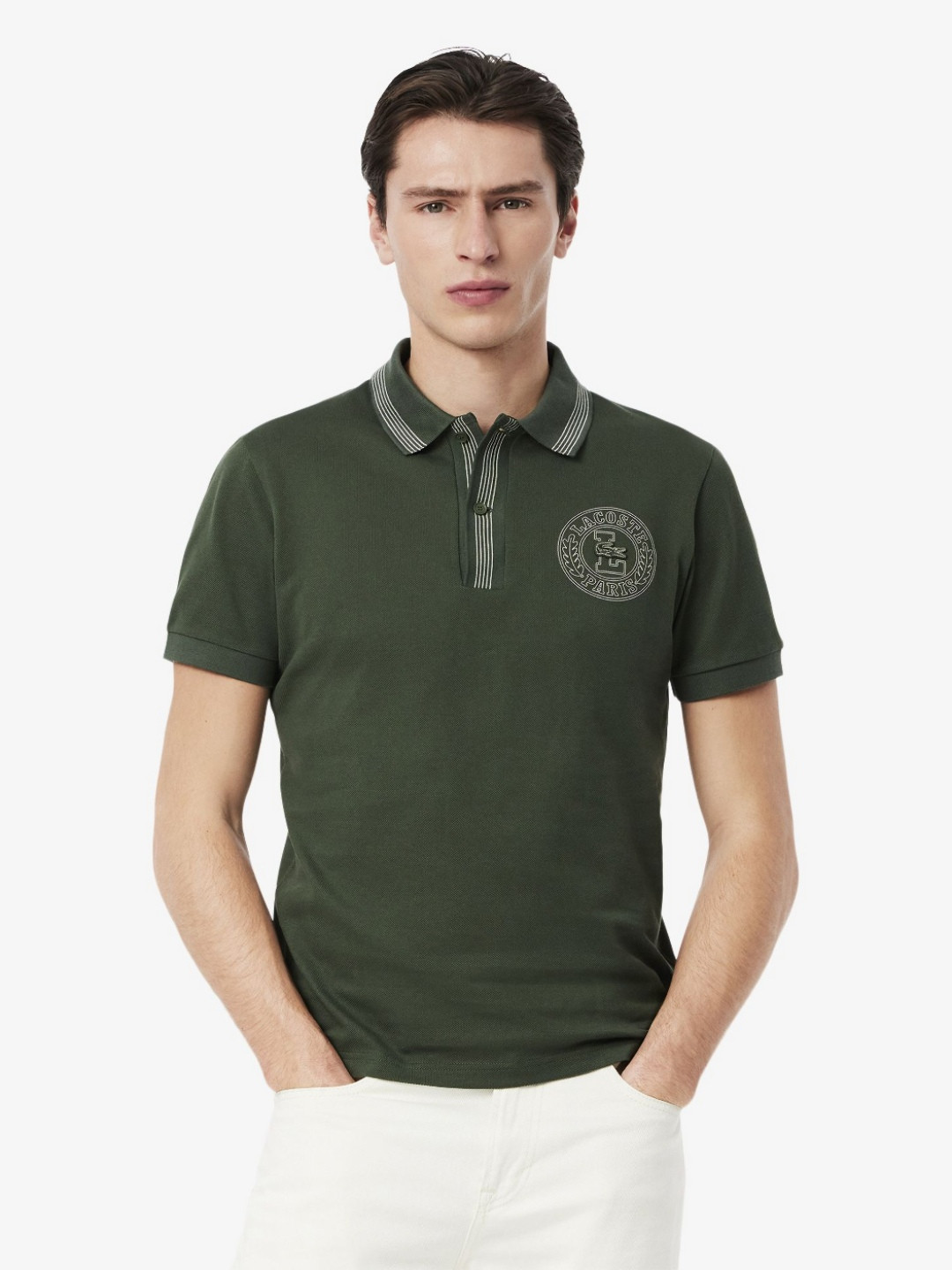 Lacoste Men Brand Logo Printed Polo Collar Cotton T-shirt