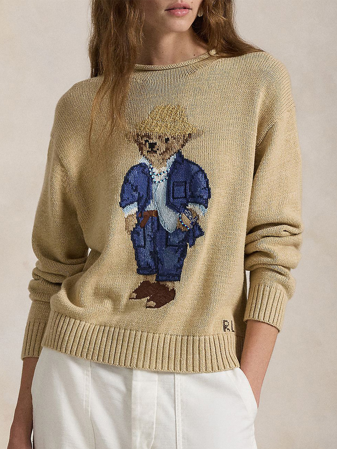 Polo Ralph Lauren Polo Bear Printed Round Neck Long Sleeve Sweater
