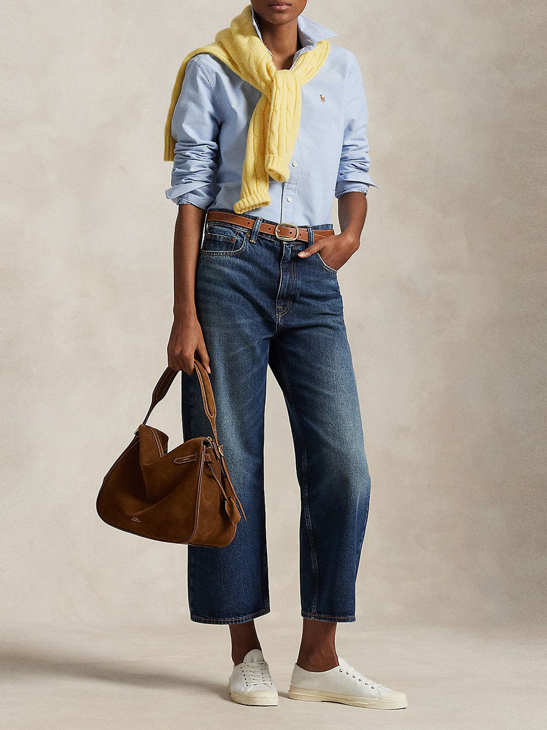 Polo Ralph Lauren Women Relaxed Fit Spread Collar Solid Cotton Casual Shirt