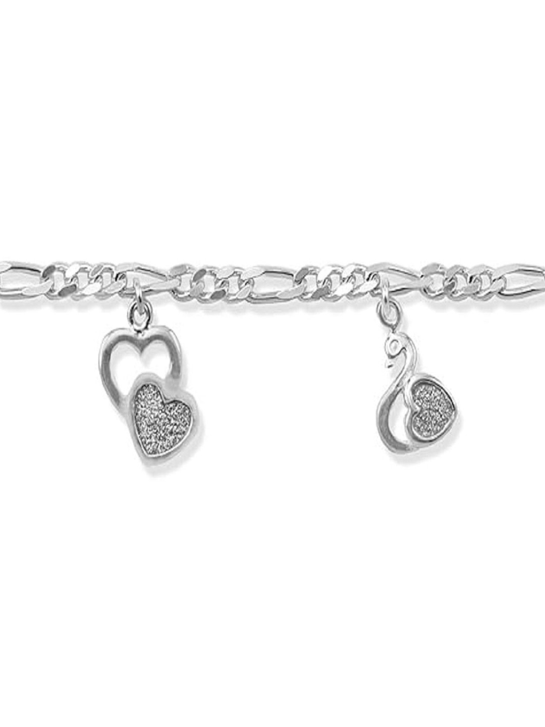 Taraash 925 Sterling Silver Heart Swan Charm Bracelet