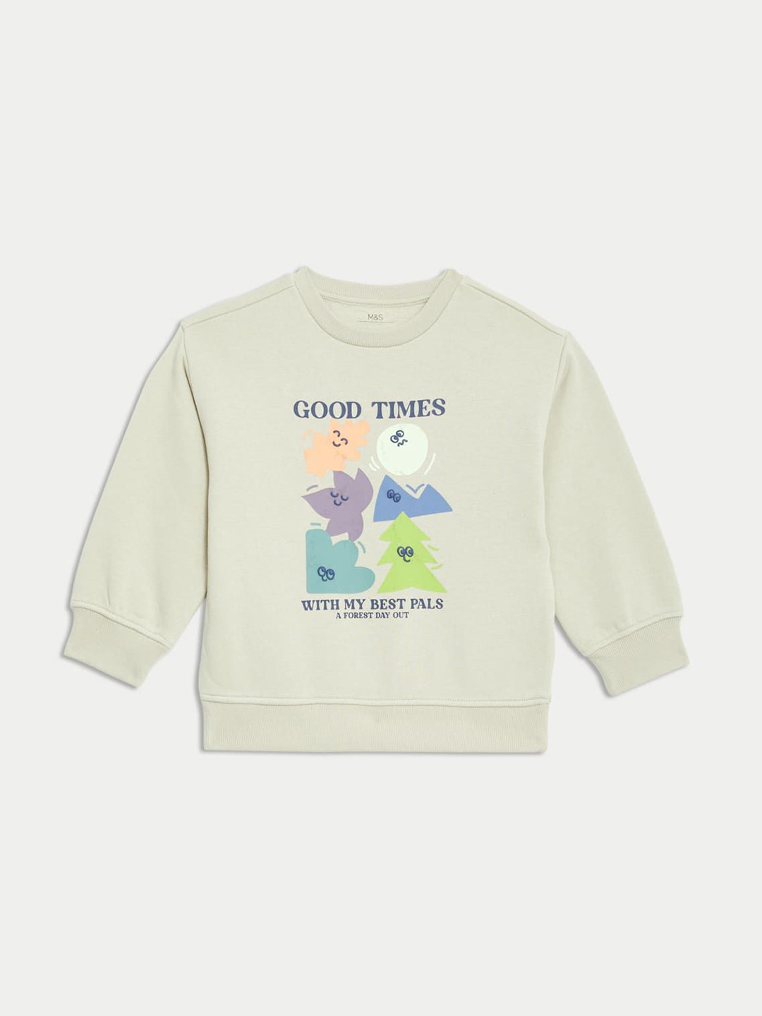 Marks & Spencer Cotton Rich Good Times Slogan Sweatshirt