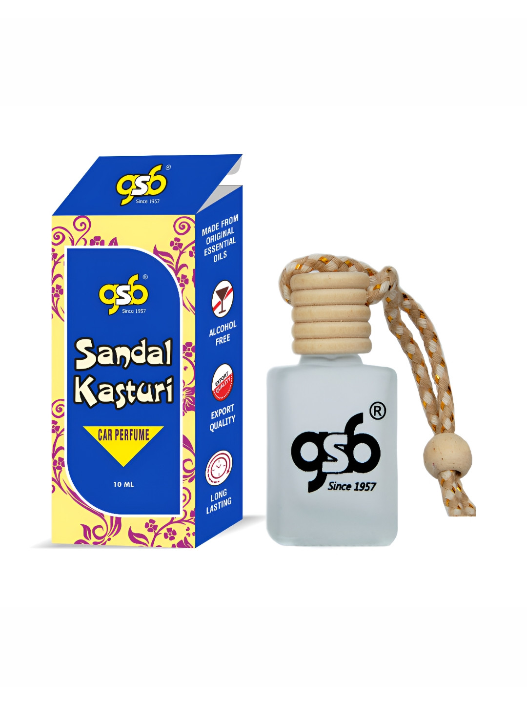 GSB Transparent  Sandal Kasturi Hanging Car Air Freshener - 10 ml
