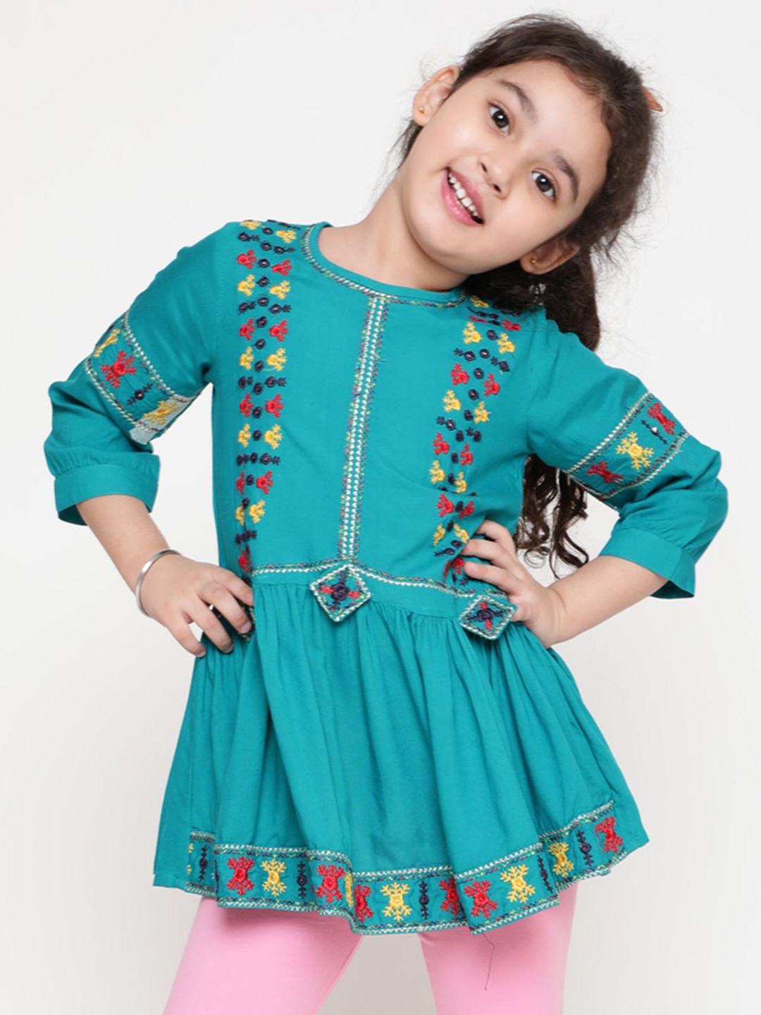 Ishti Girls Embroidered Peplum Top