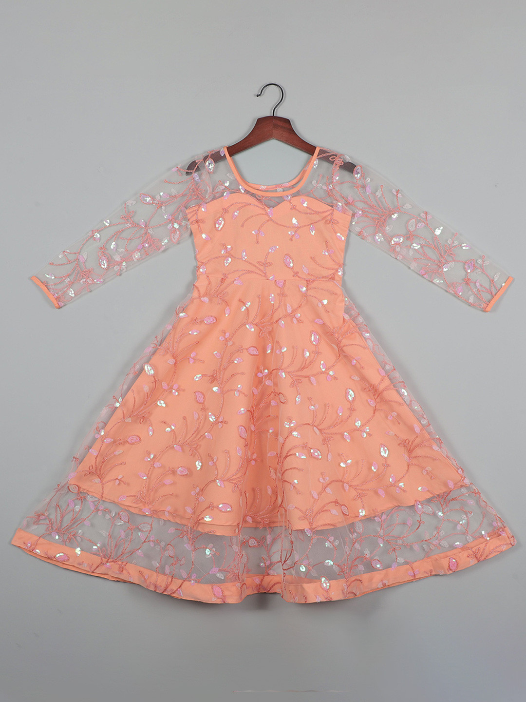 SHAHUDI DESIGNER girls self design Round Neck Maxi Dress