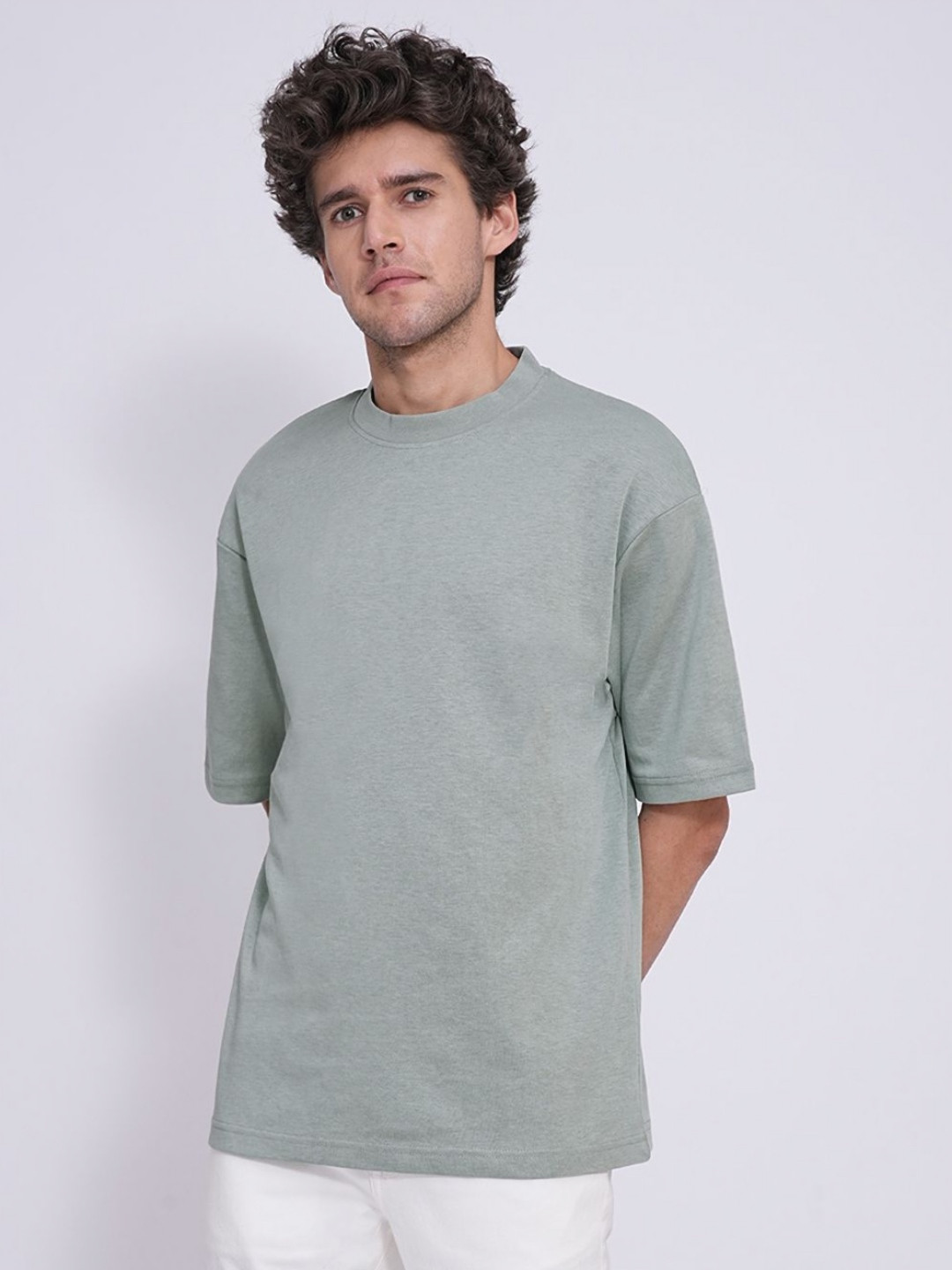 SELECTED Men Solid Round Neck Cotton Relaxed Fit T-shirt