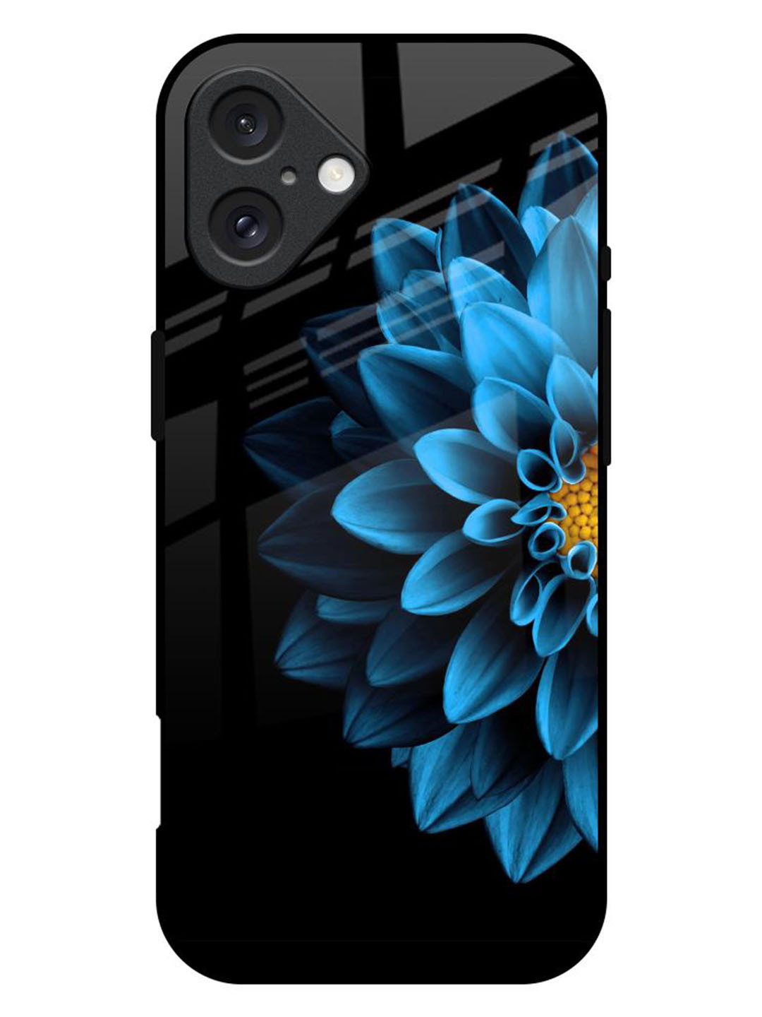 QRIOH Half Blue Flower Real Printed iPhone 16 Plus Back Case